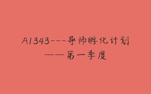 A1343—导师孵化计划——第一季度