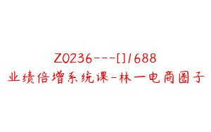 Z0236---[]1688业绩倍增系统课-林一电商圈子