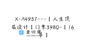 X-A4937---【人生顶层设计】门票3980-【16节】