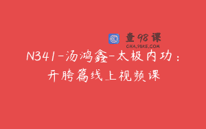 N341-汤鸿鑫-太极内功：开胯篇线上视频课