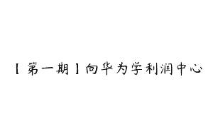 【第一期】向华为学利润中心