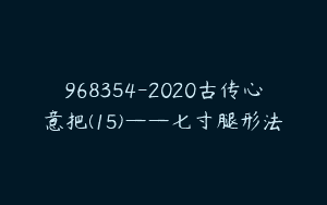 968354-2020古传心意把(15)——七寸腿形法