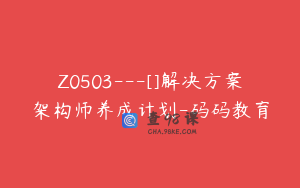 Z0503---[]解决方案架构师养成计划-码码教育