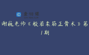 谢巍老师《般若柔筋正骨术》第1期