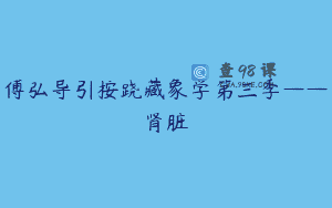 傅弘导引按跷藏象学第三季——肾脏