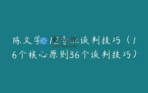 陈文学-12专业谈判技巧（16个核心原则36个谈判技巧）