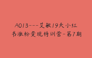 A013---艾敏19天小红书涨粉变现特训营-第7期