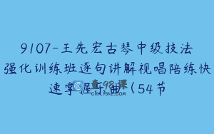 9107-王先宏古琴中级技法强化训练班逐句讲解视唱陪练快速掌握乐曲（54节