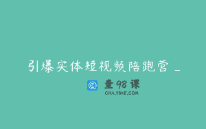 引爆实体短视频陪跑营_