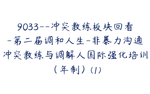 9033--冲突教练板块回看-第二届调和人生-非暴力沟通冲突教练与调解人国际强化培训（年制）(1)