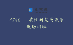A246—质性研究高级系统培训班