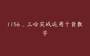 1156_三哈实战运用干货教学