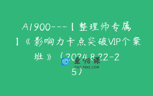 A1900—【整理师专属】《影响力卡点突破VIP个案班》（2024.8.22-25）