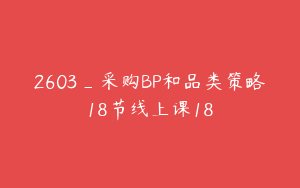 2603_采购BP和品类策略18节线上课18