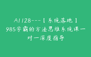 A1128—【系统落地】985学霸的方法思维系统课一对一深度指导