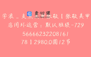 学浪_支点美甲张敬【张敬美甲店闭环运营：默认班级-7295666623220816178】2980.0圆12节