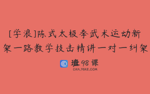[学浪]陈式太极拳武术运动新架一路教学技击精讲一对一纠架班