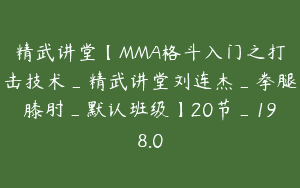 精武讲堂【MMA格斗入门之打击技术_精武讲堂刘连杰_拳腿膝肘_默认班级】20节_198.0