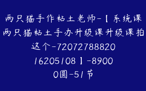 两只猫手作粘土老师-【系统课两只猫粘土手办升级课升级课拍这个-7207278882016205108】-89000圆-51节