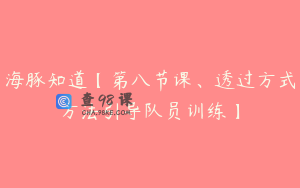 海豚知道【第八节课、透过方式方法引导队员训练】