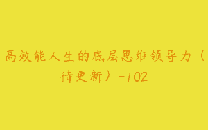 高效能人生的底层思维领导力（待更新）-102