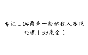 专栏_04商业一般纳税人账税处理【39集全】