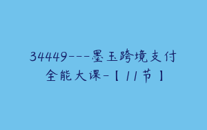 34449---墨玉跨境支付全能大课-【11节】
