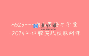 A529—湖南医培牙学堂-2024年口腔实践技能网课