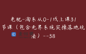 老肥-淘系从0-1线上课31节课（包含无界系统实操落地玩法）–38