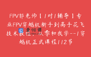 FPV郭老师【1对1辅导】专业FPV穿越机新手到高手花飞技术教程，从零和我学--1穿越机正式课程112节