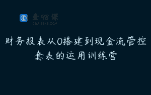 财务报表从0搭建到现金流管控套表的运用训练营