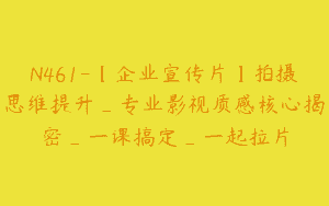 N461-【企业宣传片】拍摄思维提升_专业影视质感核心揭密_一课搞定_一起拉片