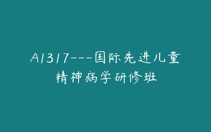 A1317—国际先进儿童精神病学研修班