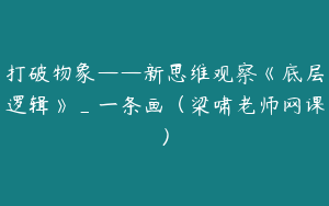 打破物象——新思维观察《底层逻辑》_一条画（梁啸老师网课）