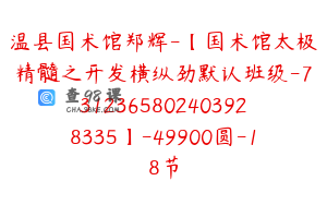 温县国术馆郑辉-【国术馆太极精髓之开发横纵劲默认班级-7312365802403928335】-49900圆-18节