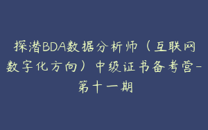 探潜BDA数据分析师（互联网数字化方向）中级证书备考营-第十一期