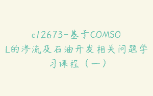 c12673-基于COMSOL的渗流及石油开发相关问题学习课程（一）