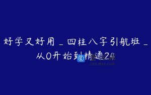 好学又好用_四柱八字引航班_从0开始到精通24