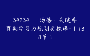 34234---汤蓓：关键养育期学习力规划实操课-【138节】