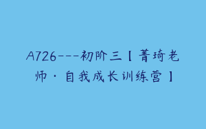 A726---初阶三【菁琦老师·自我成长训练营】