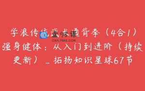 学浪传统武术通背拳（4合1）强身健体：从入门到进阶（持续更新）_拓扬知识星球67节