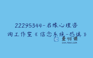 22295344-启缘心理咨询工作室《信念系统-恐惧》