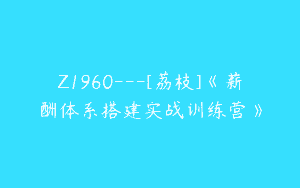 Z1960—[荔枝]《薪酬体系搭建实战训练营》