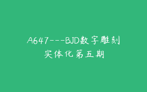 A647---BJD数字雕刻实体化第五期