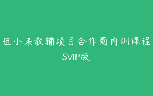 祖小来教辅项目合作商内训课程SVIP版