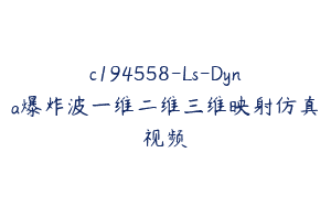 c194558-Ls-Dyna爆炸波一维二维三维映射仿真视频