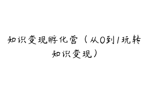 知识变现孵化营（从0到1玩转知识变现）
