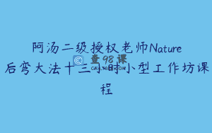 阿汤二级授权老师Nature后弯大法十三小时小型工作坊课程