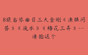 8级古琴曲目三大金刚《渔樵问答》《流水》《梅花三弄》--请拍这个