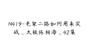 N419-老架二路如何用来实战_太极陈相海_42集
